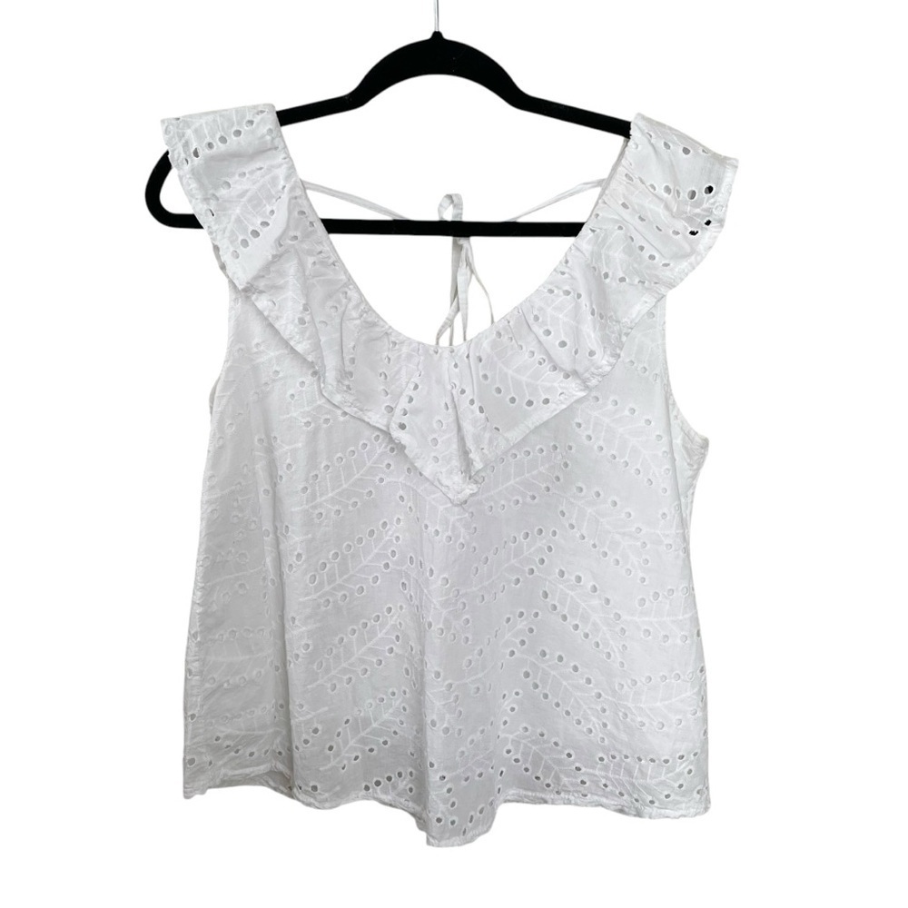 ASTRID CLOTHING Italy Cotton Eyelet Sleeveless Blouse White L